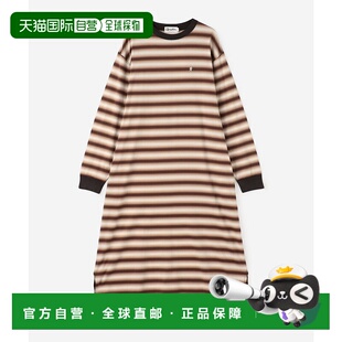 1h可退 日本直邮GYMPHLEX 女装 梯度条纹 圆领长袖针织连衣裙 侧