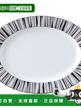 【日本直邮】NARUMI 盘子 碟 鲨鱼皮 32cm 黑色 现代简约设计 时