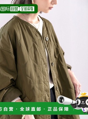 日本直邮Classical Elf 中长款无领纯色波浪型绗缝夹克 [C04519EW