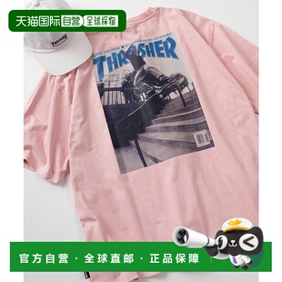 1h可退 日本直邮THRASHER 男女同款 棉质宽松oversize杂志印花T恤