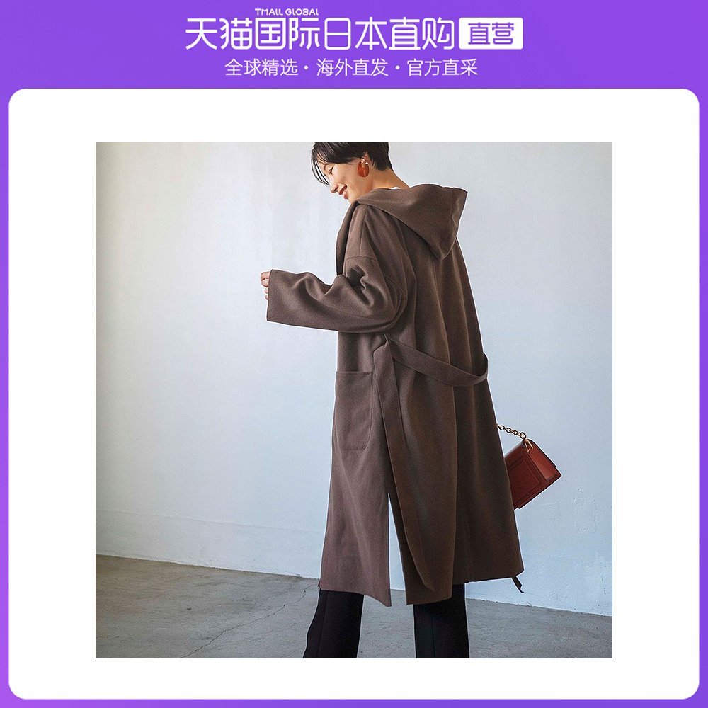 日本直邮GeeRA [WEB only] 羊毛状连帽长外套（棕色）[L 码]