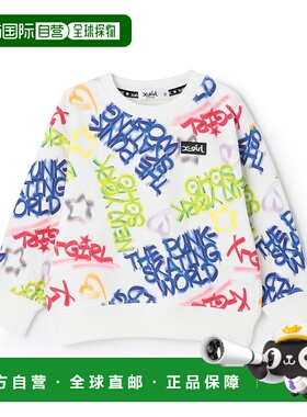 1h可退 日本直邮X-girl Stages 儿童 全棉宽松印花连帽卫衣 92542