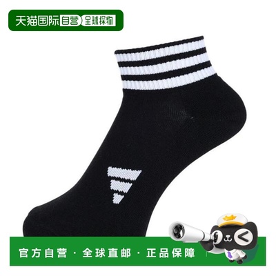 日本直邮adidas 高尔夫脚踝长三条纹缓冲袜子 [MGR64-HT5778] 黑/