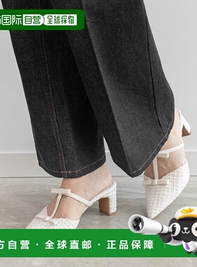 日本直邮RANDA 丝带T字带穆勒高跟鞋 RA041BW016770 黑色女鞋单鞋