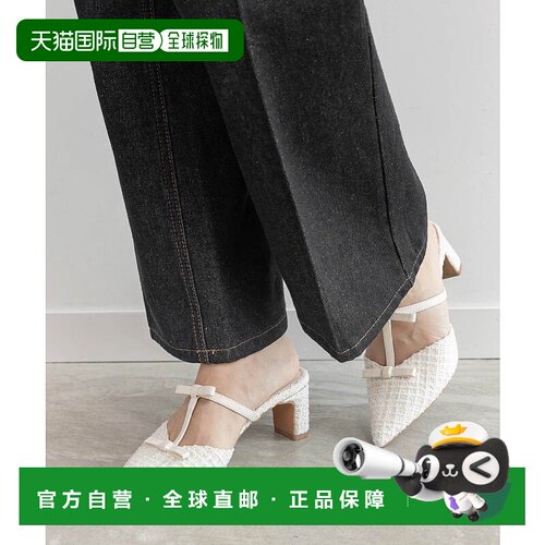 日本直邮RANDA 丝带T字带穆勒高跟鞋 RA041BW016770 黑色女鞋单鞋