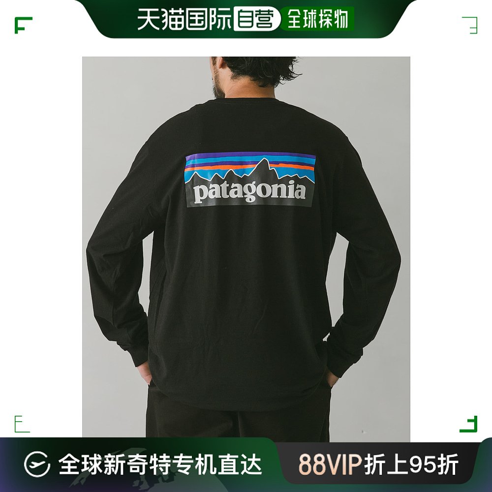 日本直邮Patagonia P-6 Logo男士长袖T恤环保材质耐穿舒适简约