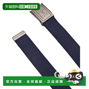 日本直邮Under Armour 品牌标识 织物 腰带 男款 深蓝色 宽4CM
