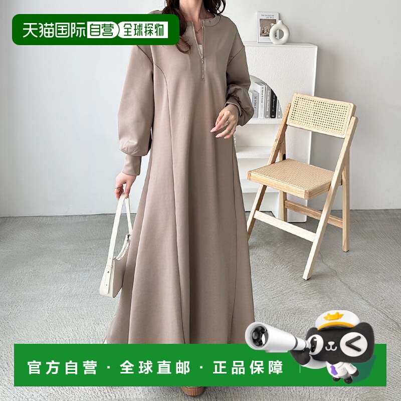 日本直邮GeeRA 春季前后两用半拉链连衣裙 摩卡色