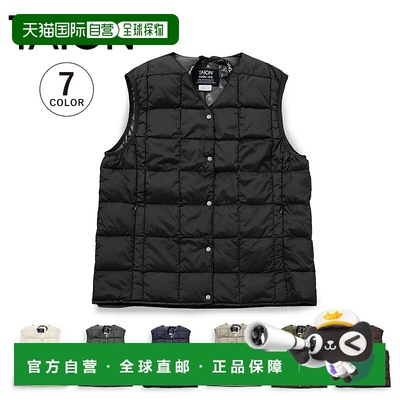 日本直邮TAION 内羽绒背心马甲外套基本圆领纽扣女士基本圆领纽扣