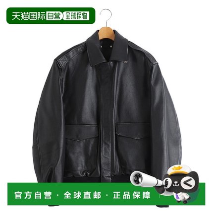 日本直邮ssstein男装牛皮革风格复古飞行夹克 宽松版型半拉链设计