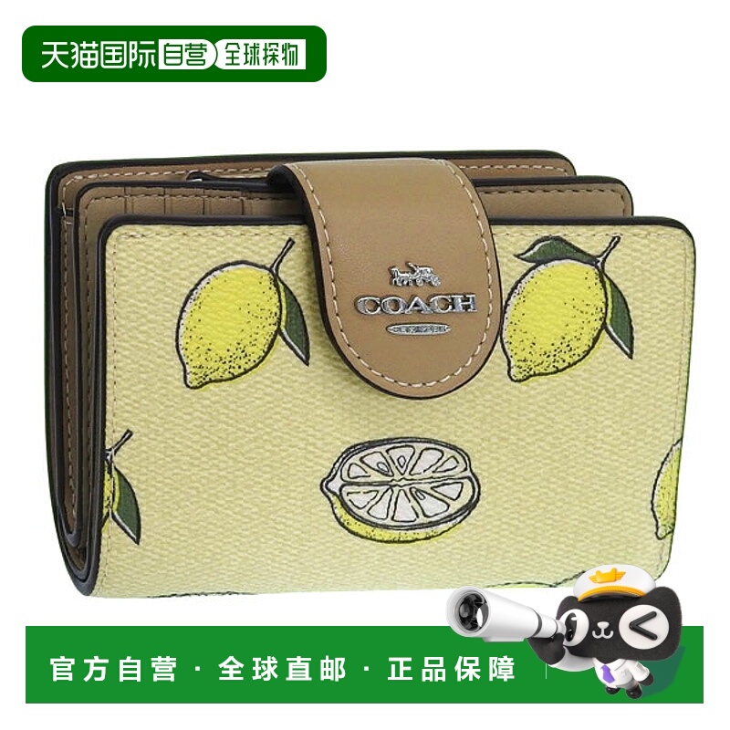 日本直邮Coach 女士双折钱包多色MD CRN ZP 柠檬印花CAP02SVXUCOu