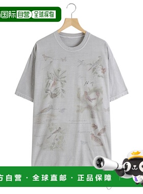 1h可退 日本直邮ANCELLM男士宽松全棉鸟类百科刺绣T恤 ANCCT144