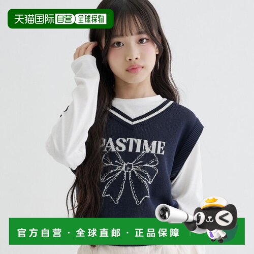 日本直邮PINK-latte 拼接蝴蝶结针织马甲