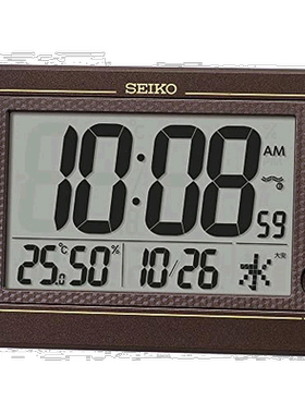 日本直邮Seiko Clock 精工时钟 挂钟 数字电子钟 電波 深茶金