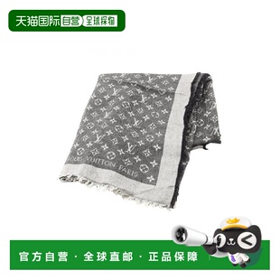 日本直邮中古LV路易威登女B级9新Stall披肩围巾丝绸围巾/丝巾灰色