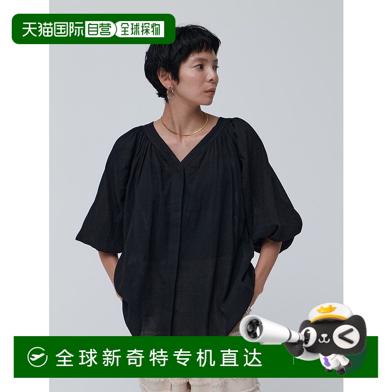 1h可退 日本直邮Brown&Street 女装棉质杨柳V领宽松透气长袖衬衫