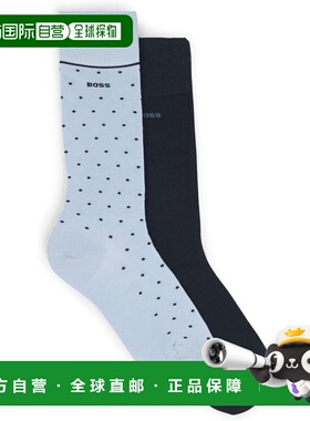【日本直邮】BOSS 博士 男士中筒袜2双装 标志设计 43-46 深蓝