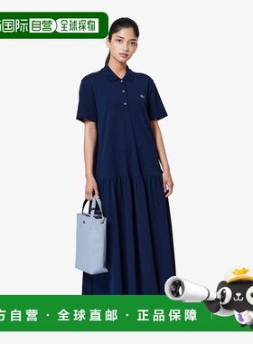 日本直邮LACOSTE 低腰Polo长裙连衣裙 深蓝色