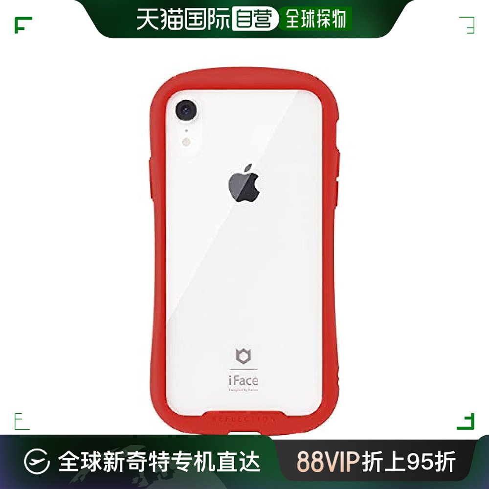 Hamee iFace iPhone XR手机透明壳钢化玻璃红色