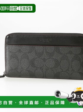 日本直邮Coach蔻驰 长钱包 Oxblood 签名圆形 F25517新款