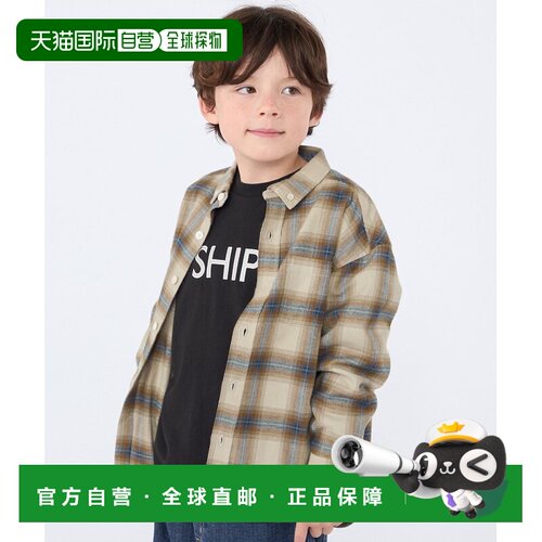 日本直邮SHIPS 儿童 款全棉灯芯绒格纹牛角扣衬衫 5支付后1h可退