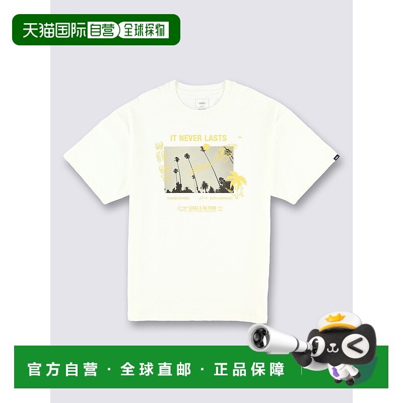 日本直邮Vans 涂鸦运动休闲短袖T恤 男女同款 米白色新款