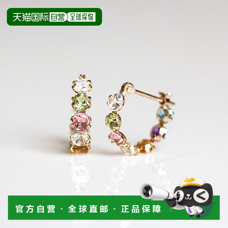 1h可退 日本直邮cui-cui 多彩宝石 snap 钩针耳环 K10YG 774575