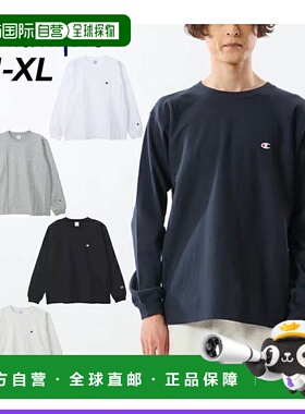 日本直邮Champion 反纹休闲衣一点 棉长 T 男休闲版型上衣C3-Y430