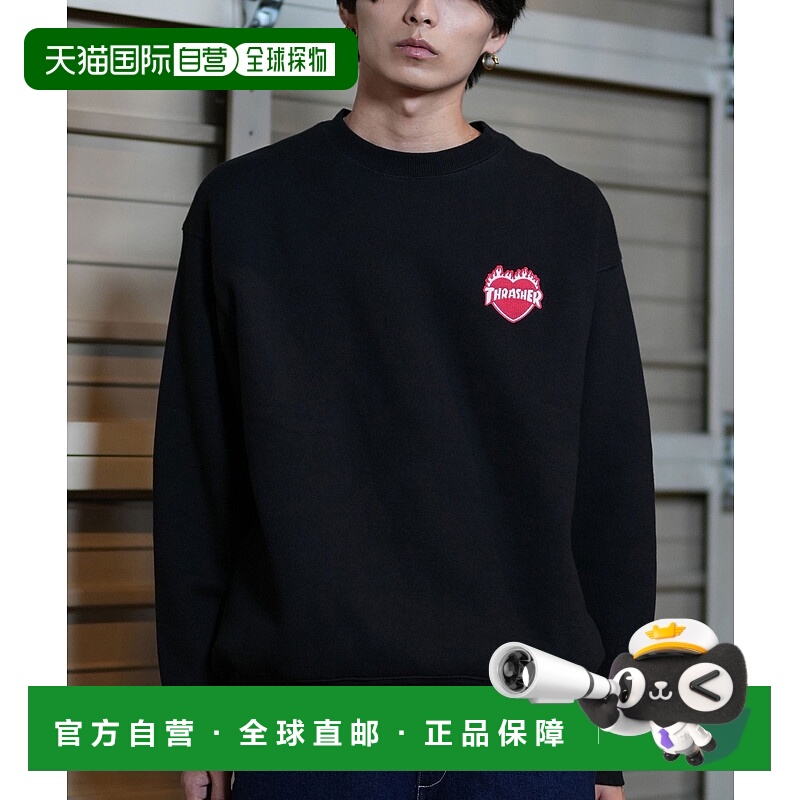 1h可退 日本直邮THRASHER 男女同款刺绣logo加绒宽松版卫衣 243TH