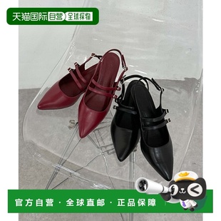 255 女士合成皮革双带后绑带尖头低跟鞋 1h可退 日本直邮archives