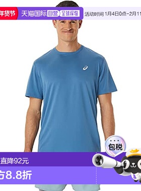 【日本直邮】ASICS 运动短袖衫/跑步短袖衫2011A813 男士 蓝色 S