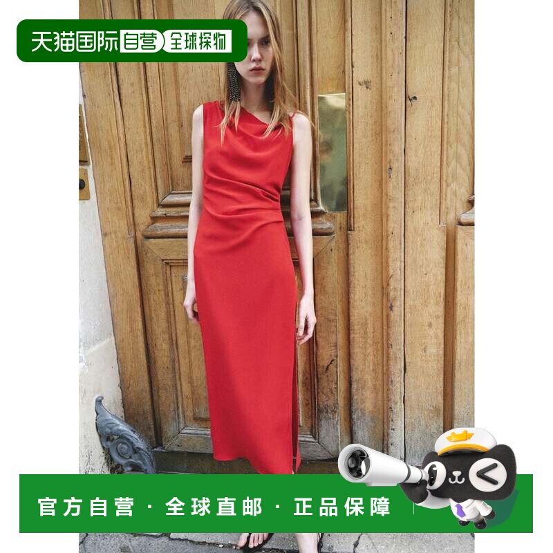 日本直邮MANGO 连衣裙 红色吊带性感长裙图片
