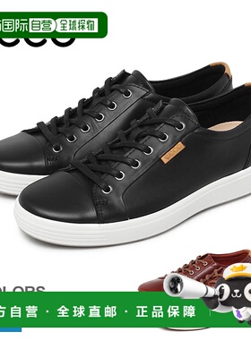 日本直邮ECCO SOFT 7 男士运动鞋棕色430004休闲低帮真皮运动鞋系
