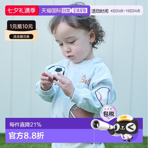 日本直邮品牌官方发货Petit Main Ball印花长袖T恤2026新款儿童