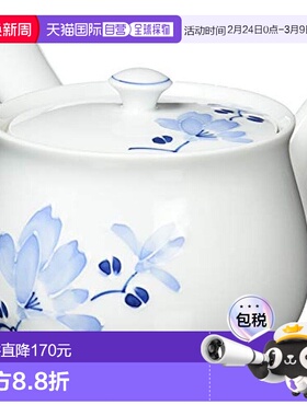 【日本直邮】Saikaitoki波佐见烧茶壶 带茶滤蓝色大花图案600ml