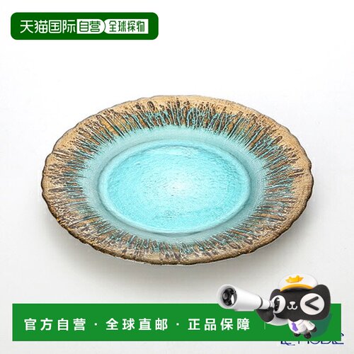 日本直邮Vetro Felice 21.5cm 蓝金色玻璃盘套装