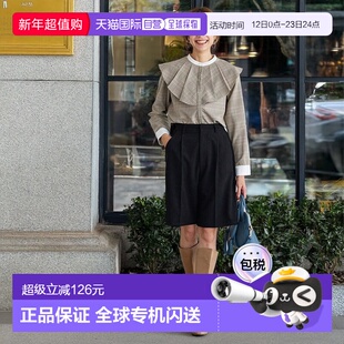 日本直邮marvelous by Pierrot 格纹牧师褶边领衬衫 [P03531EW000