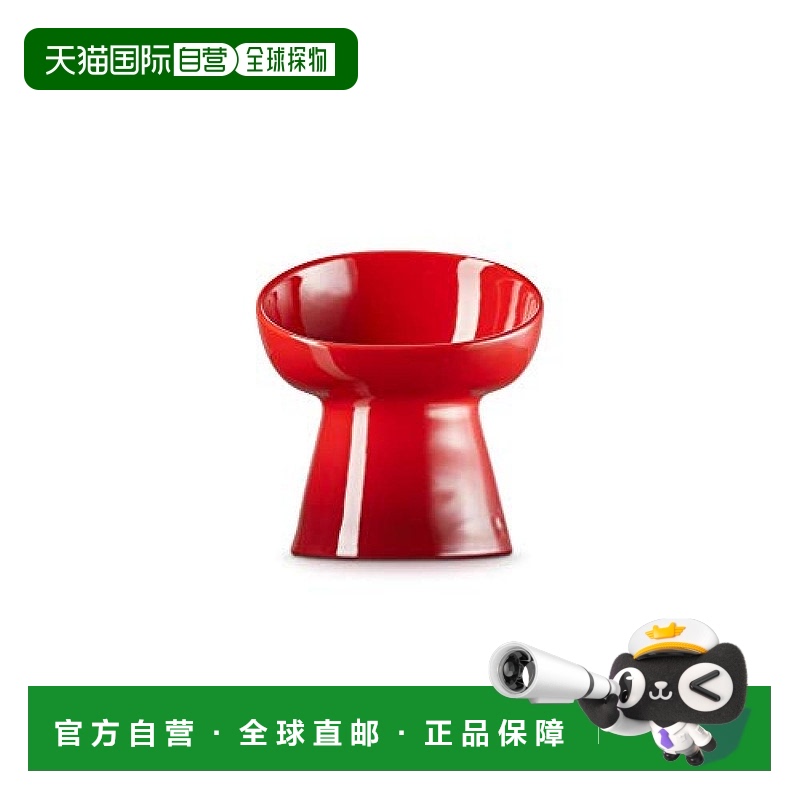 【日本直邮】Le Creuset 高架宠物碗 深红色 狗 猫 防污 微波炉适
