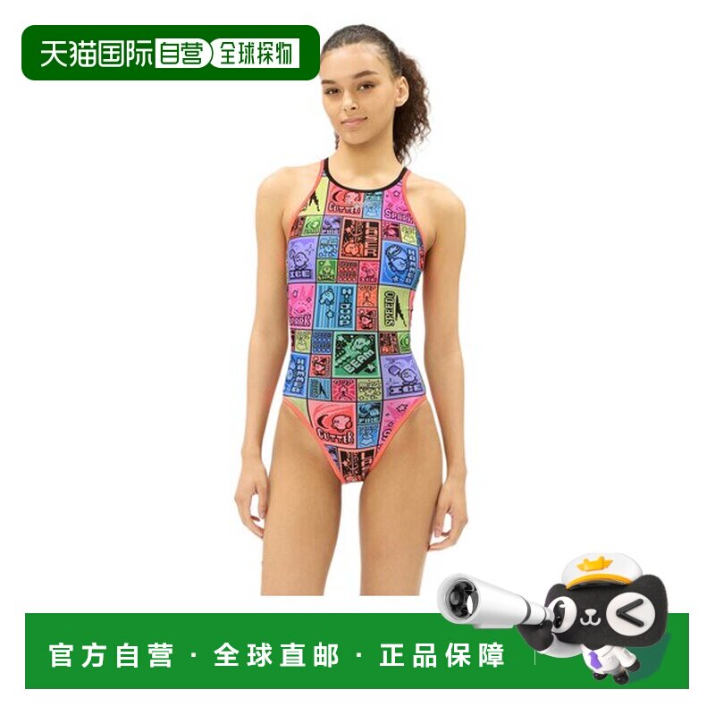 日本直邮SPEEDO 速比涛女士竞技泳衣 游泳 星之卡比 圆点方块 交