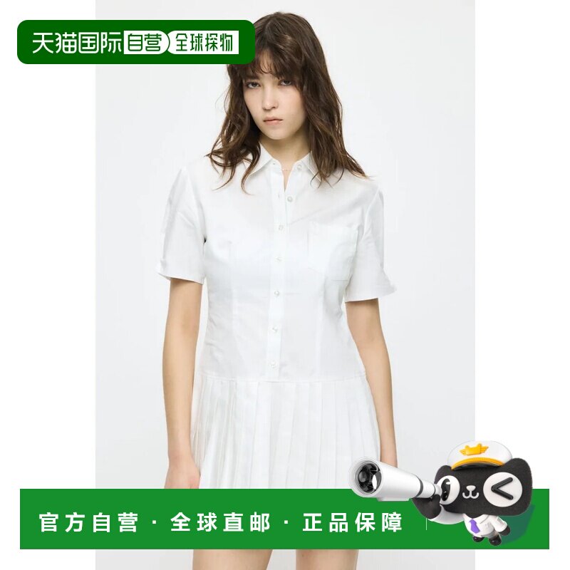 日本直邮MOUSSY 百褶衬衫连衣裙 白色图片