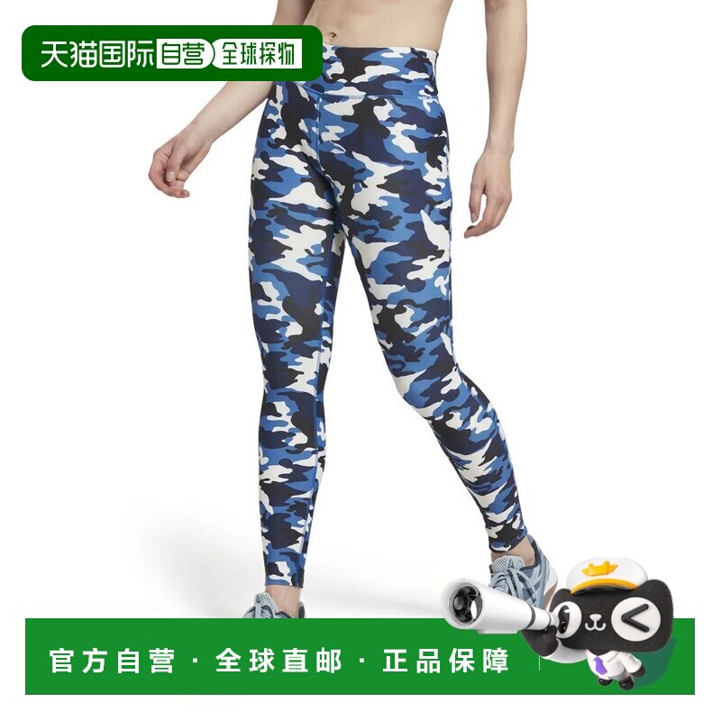 日本直邮Reebok Lux Bold迷彩印花紧身裤 蓝色