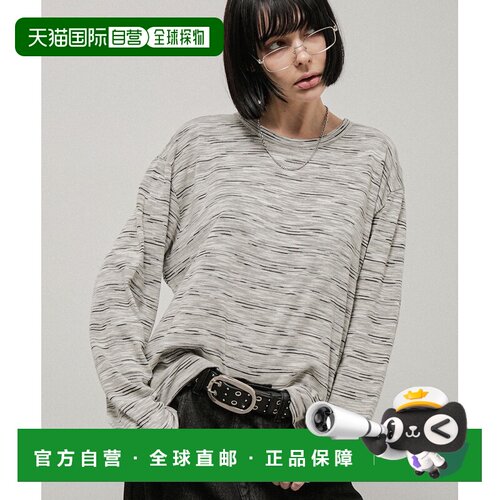 日本直邮Alfred Alex 男女同款 斯拉布纹理长袖条纹T恤 AAls1089