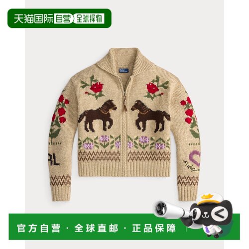 日本直邮RALPHLAUREN嵌花毛披肩开衫毛衣宽松版女款 211B17748-00