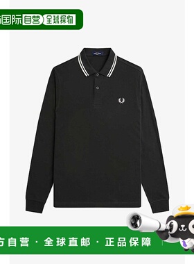 日本直邮FRED PERRY 条纹套头长袖Polo衫 男款 黑色