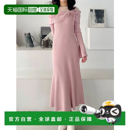 1h可退 日本直邮MERCURYDUO 女装 蕾丝拼接设计感露肩针织连衣裙