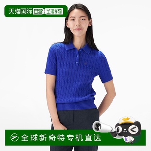 针织衫 日本直邮Tommy 短袖 Hilfiger 女 纯色小绣标绞花POLO领修身