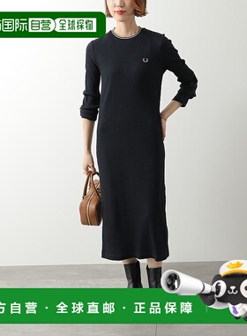 日本直邮FRED PERRY 女士尖头立领罗纹连衣裙 (D1179) - 长袖罗纹