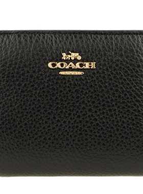 日本直邮Coach蔻驰 双折钱包 c2862imblk真皮拉链收纳