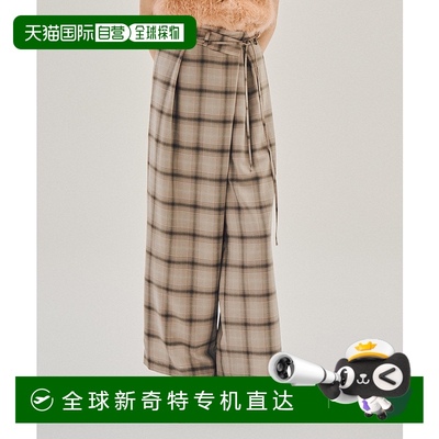 1h可退 日本直邮COLUMN 女士PERMANENT系列 宽腰围格纹西裤 52140