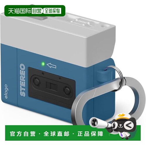 【日本直邮】elago AirPods 4 TPU防震保护套 吊绳 复古盒 蓝色